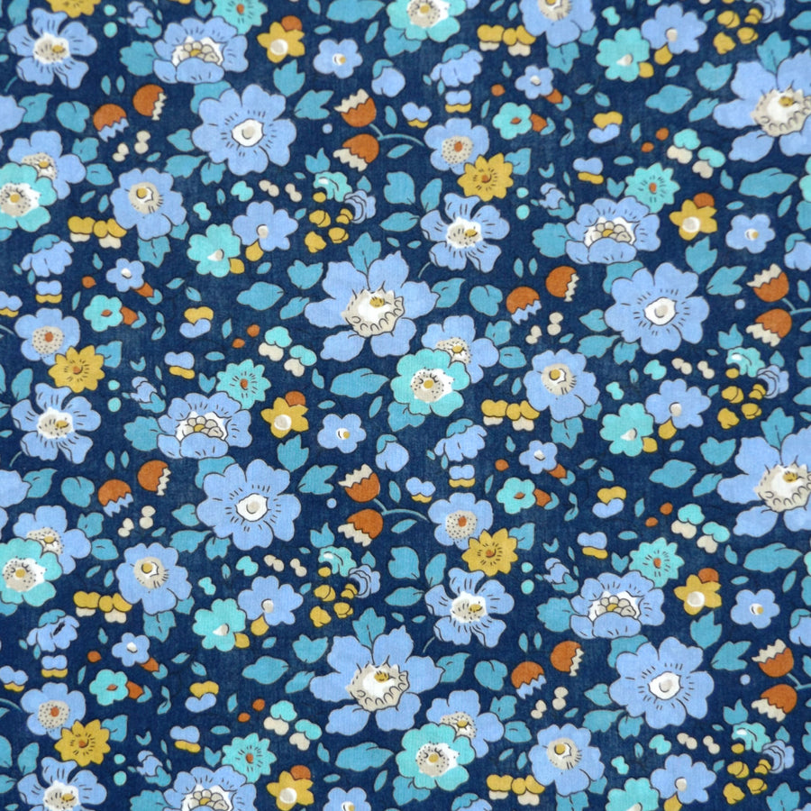 BLUE FLORAL 'BETSY MEADOW' LIBERTY LAWN COTTON POCKET SQUARE HANDKERCHIEF