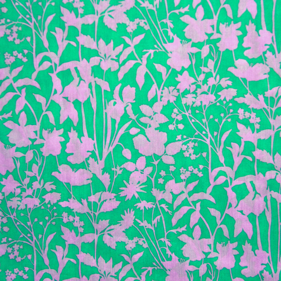 LAVENDER & JADE LEAFY PATTERN 'OPHELIA'S SILHOUETTE' LIBERTY LAWN COTTON POCKET SQUARE HANDKERCHIEF