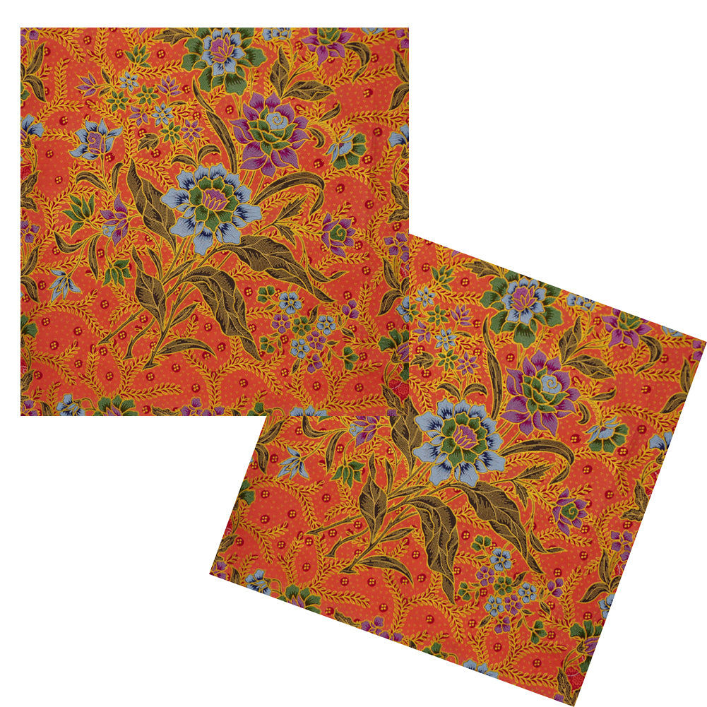 CORAL FLORAL BATIK COCKTAIL NAPKIN SET