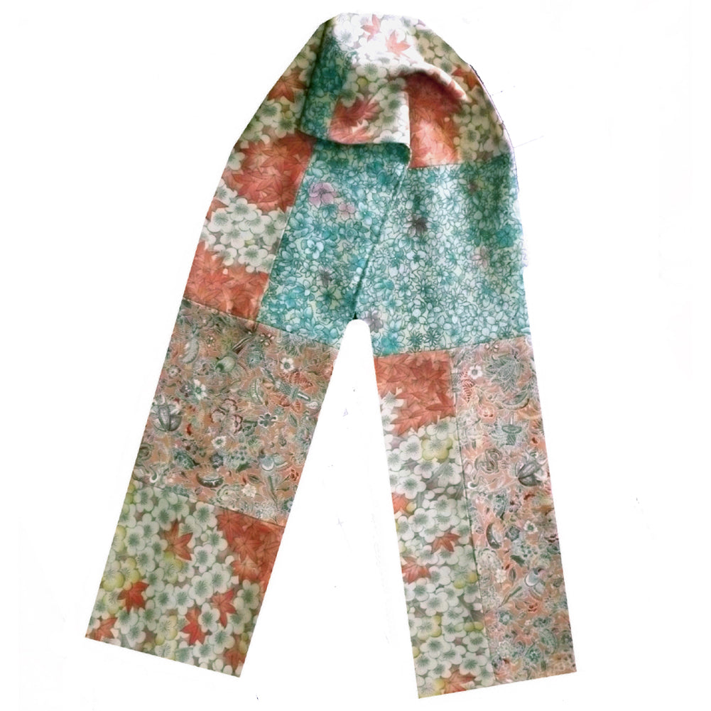 PEACH, PINK & BLUE FLORAL KIMONO SILK SCARF