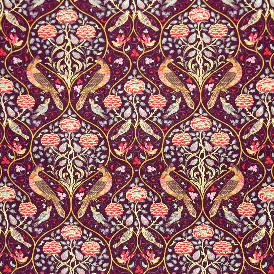 PLUM & MULTICOLOR BIRD FLORAL NAPKIN SET