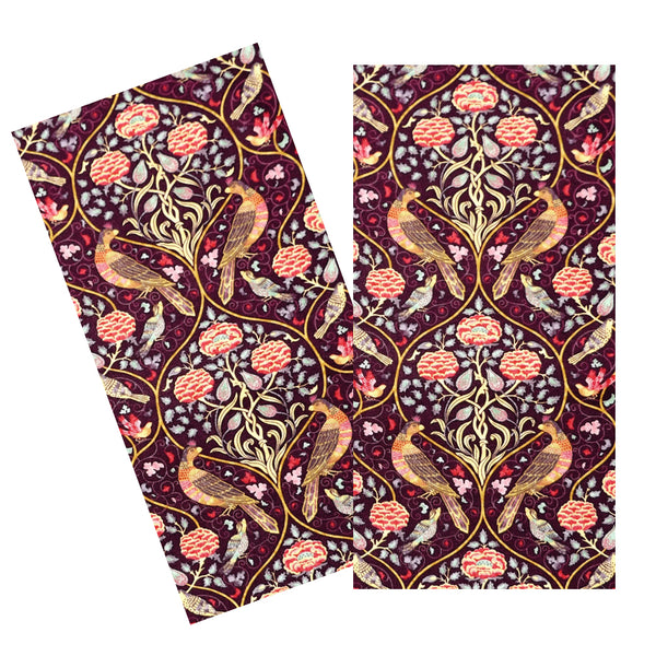 PLUM & MULTICOLOR BIRD FLORAL NAPKIN SET