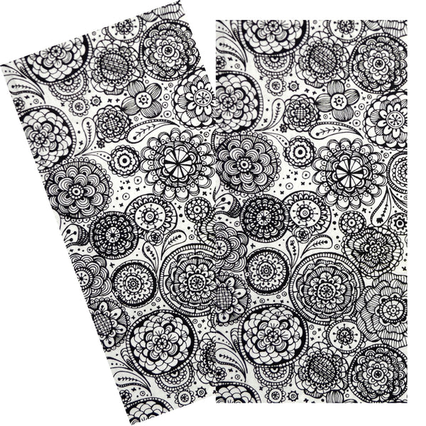BLACK ON WHITE MOD FLORAL NAPKIN SET