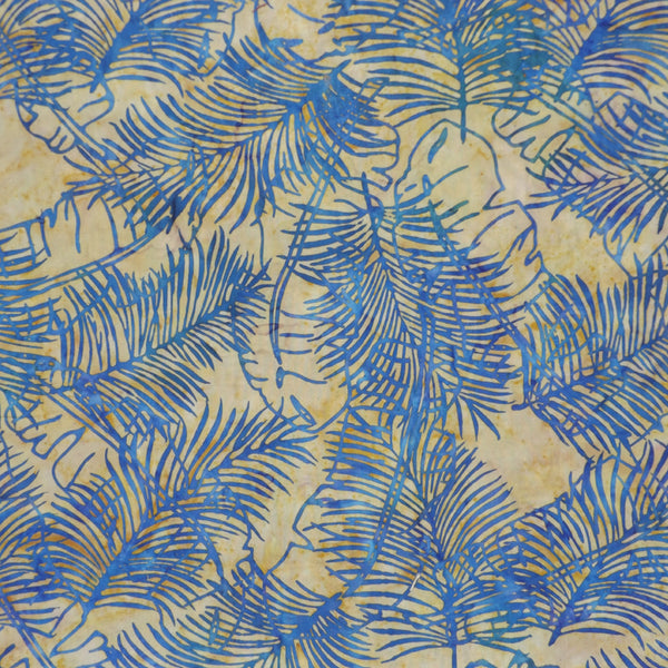 BLUE & TAN PALM LEAF BATIK HANDKERCHIEF