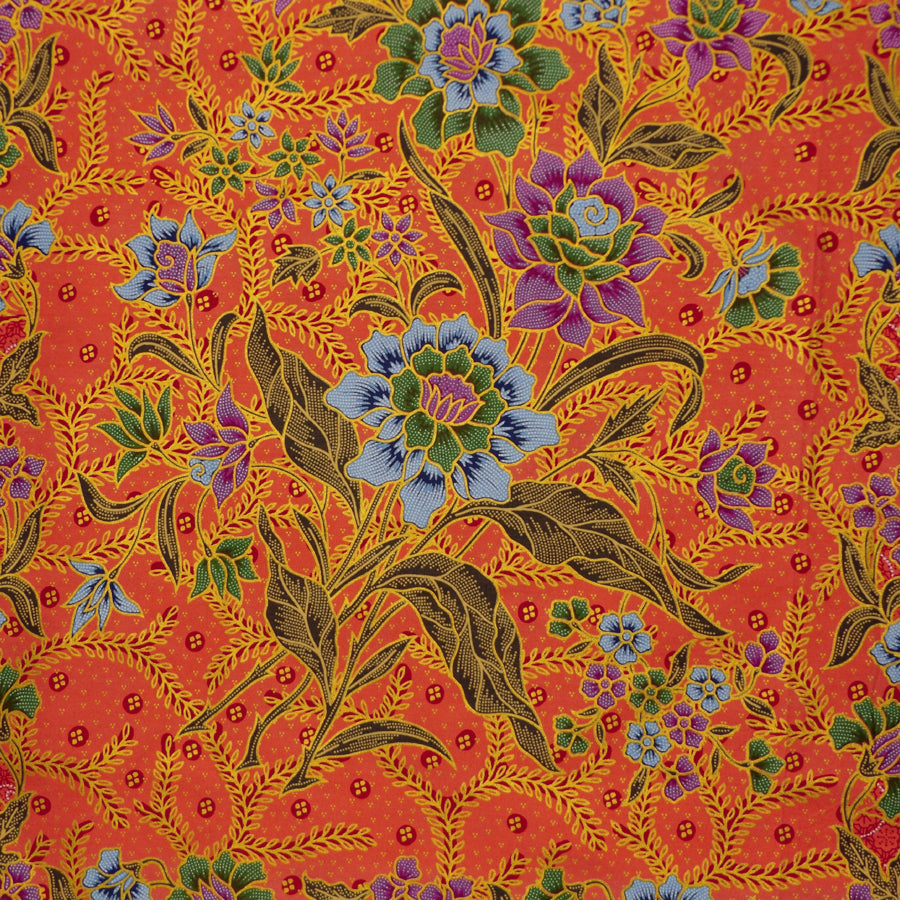 CORAL FLORAL BATIK COCKTAIL NAPKIN SET