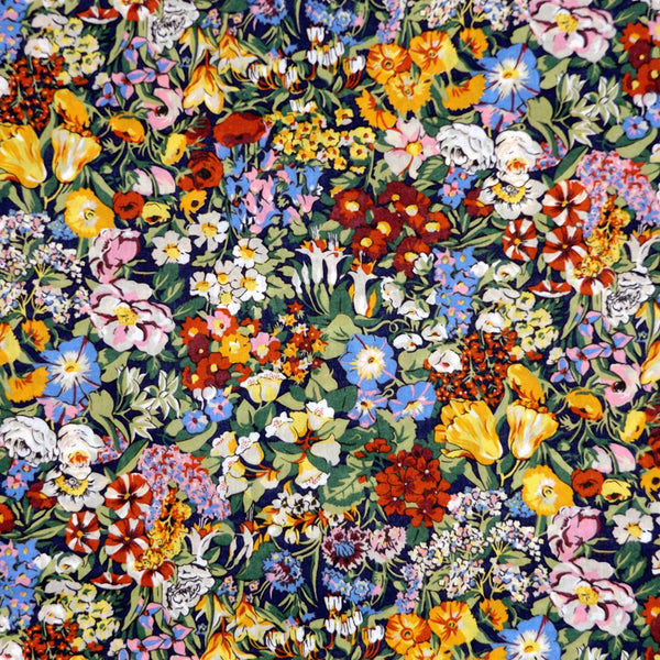 MULTICOLORED FLORAL 'COTTAGE GARDEN' LIBERTY LAWN COTTON HANDKERCHIEF