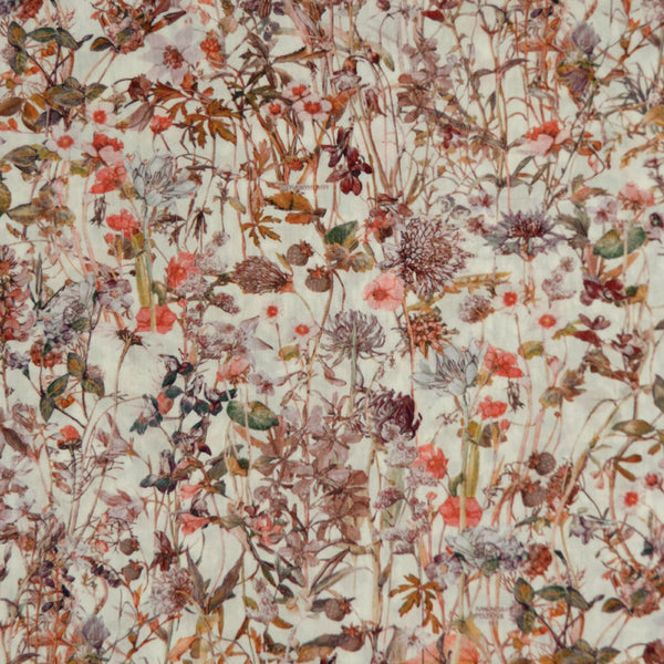 PINK, PEACH & MAUVE 'WILD FLOWERS' LIBERTY LAWN COTTON POCKET SQUARE HANDKERCHIEF