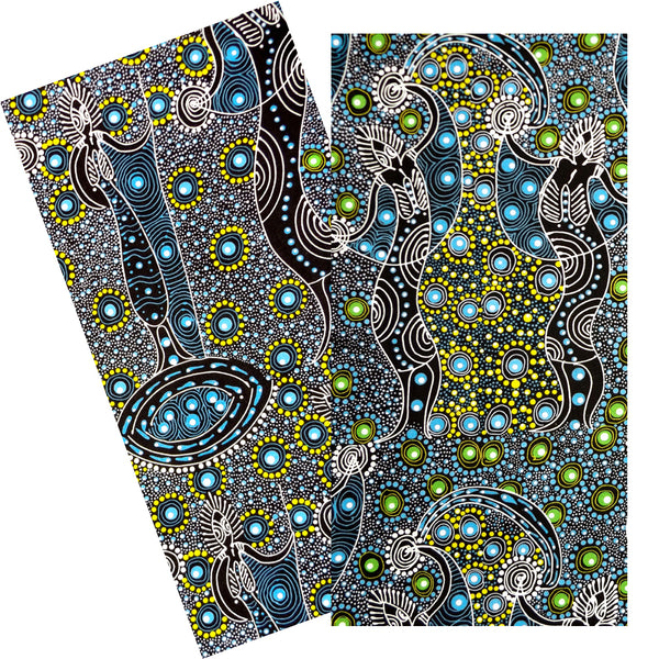 BLACK & WHITE & MULTICOLOR 'DANCING SPIRIT' NAPKIN SET