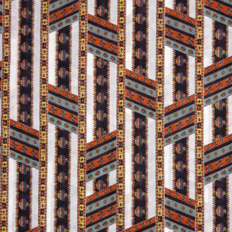 BLACK, RUST & SLATE 'EESAA' LIBERTY LAWN COTTON HANDKERCHIEF