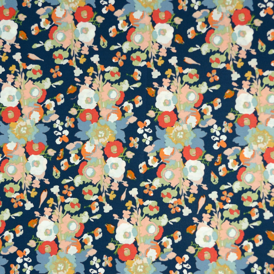 FLORAL ON NAVY NAPKIN SET