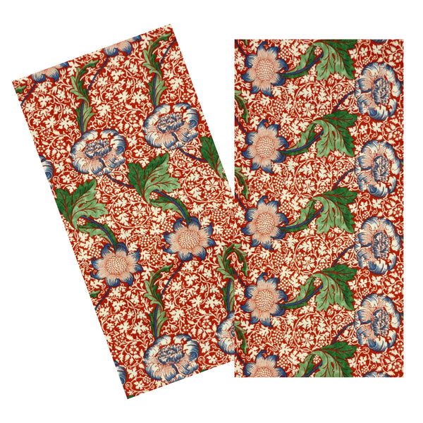 RUST & MULTICOLOR FLORAL STRIPE NAPKIN SET