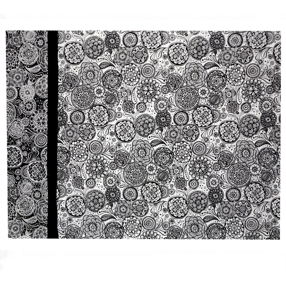 BLACK ON WHITE FLORAL MEDALLIONS PILLOWCASE