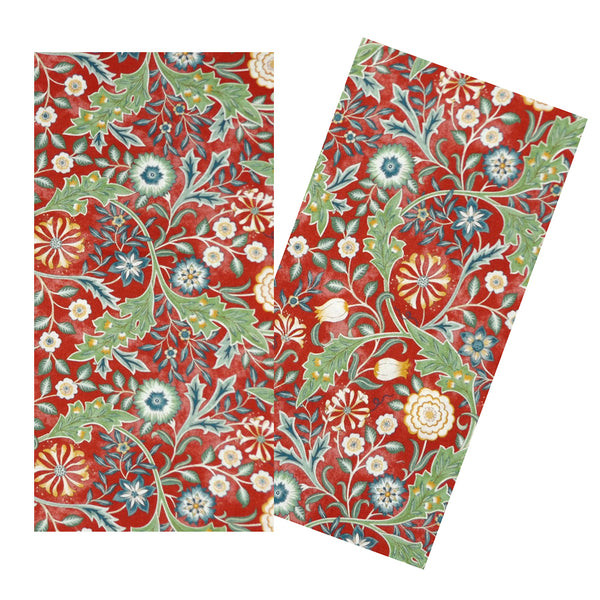 RED, GREEN & BLUE HOLLY FLORAL NAPKIN SET