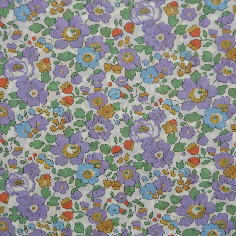 LAVENDER FLORAL 'BETSY' LIBERTY LAWN COTTON HANDKERCHIEF