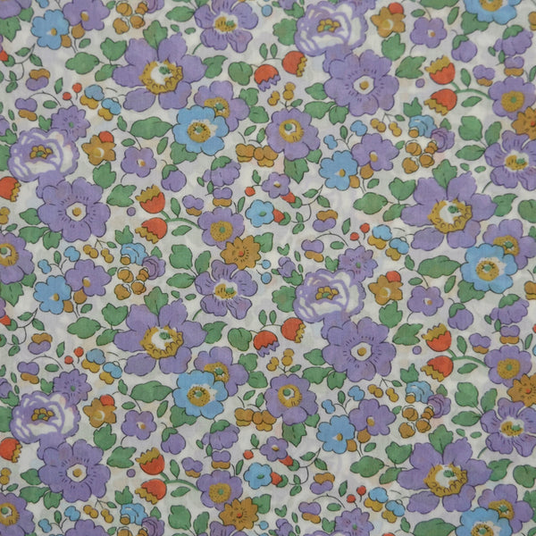 LAVENDER FLORAL 'BETSY' LIBERTY LAWN COTTON HANDKERCHIEF
