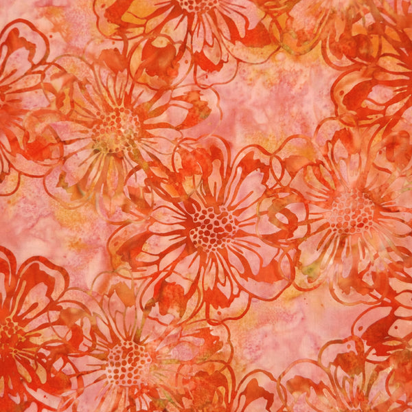 ORANGE & PEACH FLORAL BATIK HANDKERCHIEF