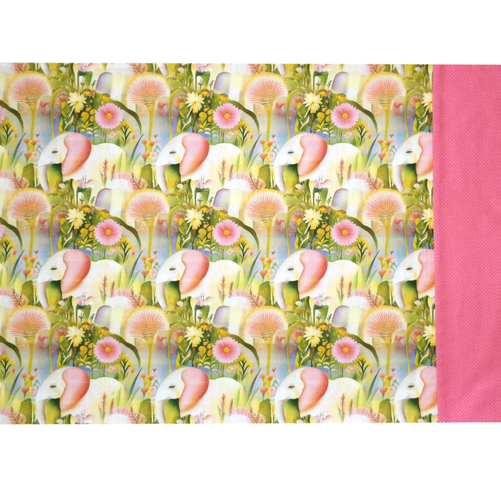 PINK & GREY ELEPHANTS PILLOWCASE