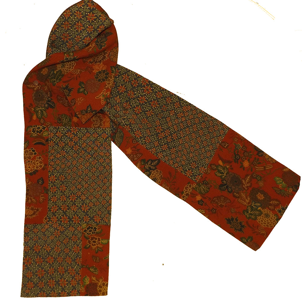 RUST & GREEN KIMONO SILK SCARF