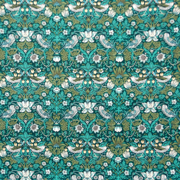 TEAL & TURQUOISE 'STRAWBERRY THIEF'  LIBERTY LAWN COTTON HANDKERCHIEF