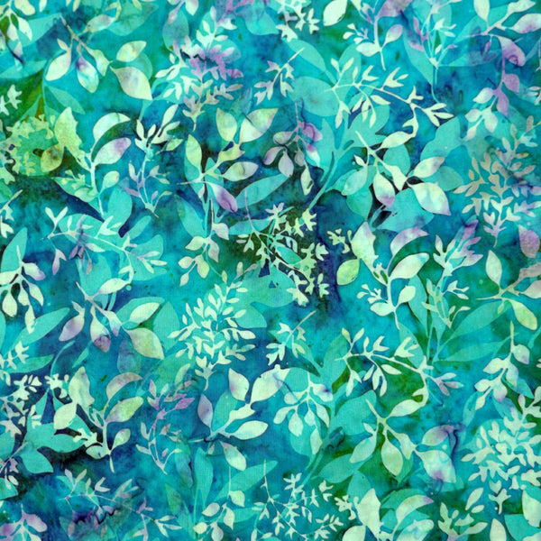 TURQUOISE & MULTICOLOR LEAF BATIK HANDKERCHIEF