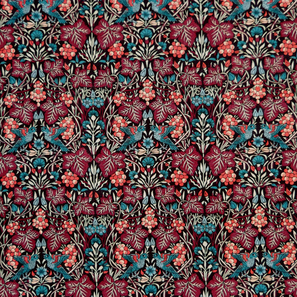 BURGUNDY & TEAL 'VINE THIEF' LIBERTY LAWN COTTON HANDKERCHIEF