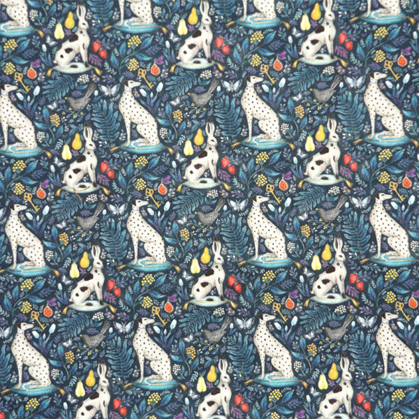 BLUE WHIMSICAL PRINT 'CATHERINE ROWE' LIBERTY LAWN COTTON HANDKERCHIEF
