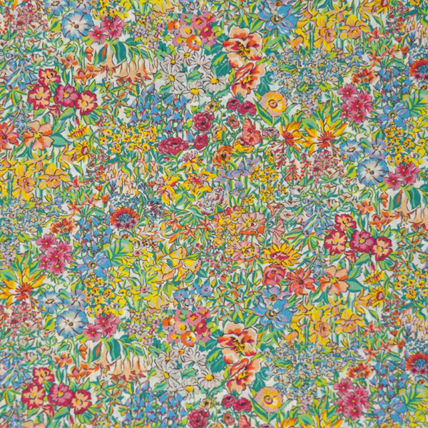 MULTICOLORED FLORAL 'A CASTLE GARDEN' LIBERTY LAWN COTTON POCKET SQUARE HANDKERCHIEF