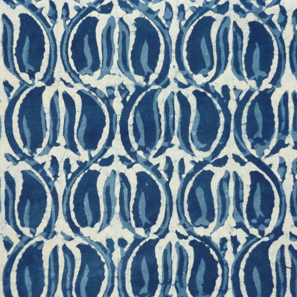 BLUE & CREAM LEAF PRINT BATIK HANDKERCHIEF