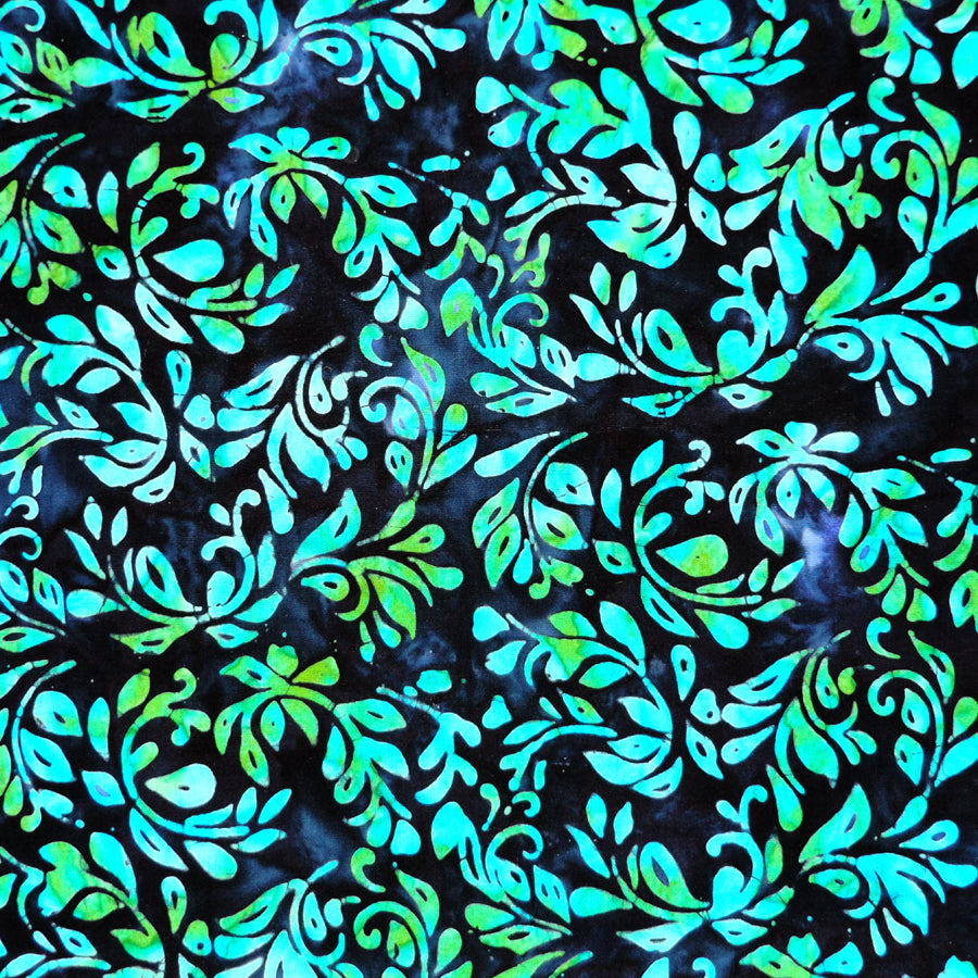 BLUE & TURQUOISE LEAF BATIK HANDKERCHIEF