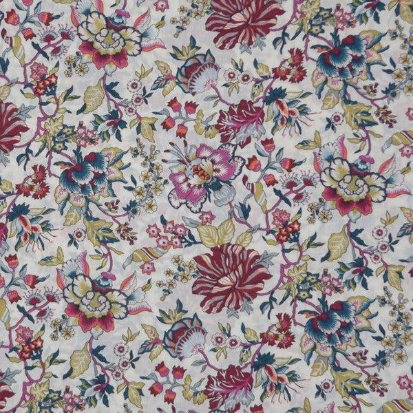 MULTI COLORED FLORAL 'CHRISTELLE' LIBERTY LAWN COTTON POCKET SQUARE HANDKERCHIEF