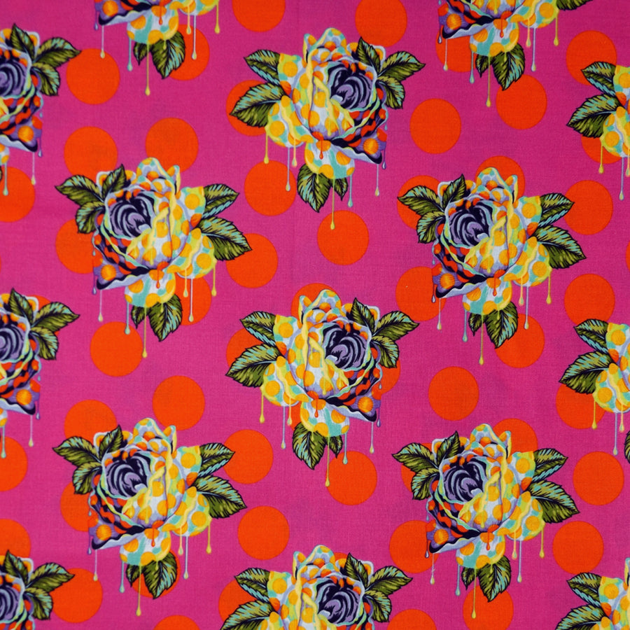 FUCHSIA & MULTICOLOR PAINTED ROSES NAPKIN SET