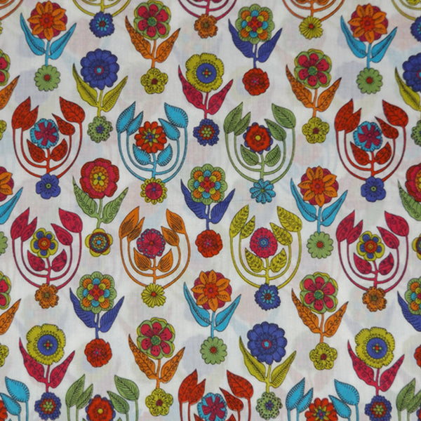 BRIGHT FLORAL 'DROXFORD' LIBERTY LAWN COTTON POCKET SQUARE HANDKERCHIEF