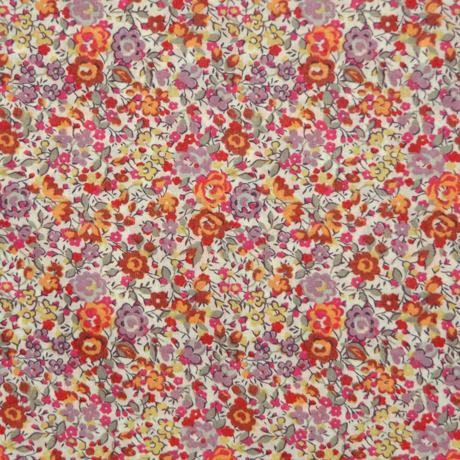 LILAC & RED FLORAL 'EMMA & GEORGINA' LIBERTY LAWN COTTON HANDKERCHIEF