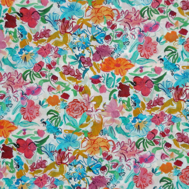 BRIGHT FLORAL 'MATILDA MAY' LIBERTY LAWN COTTON POCKET SQUARE HANDKERCHIEF