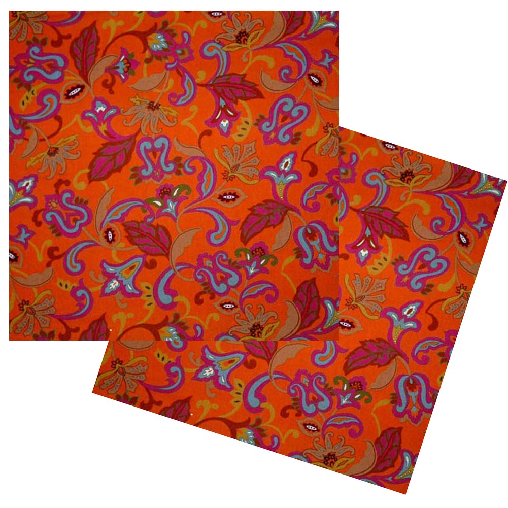 ORANGE PAISLEY COCKTAIL NAPKIN SET