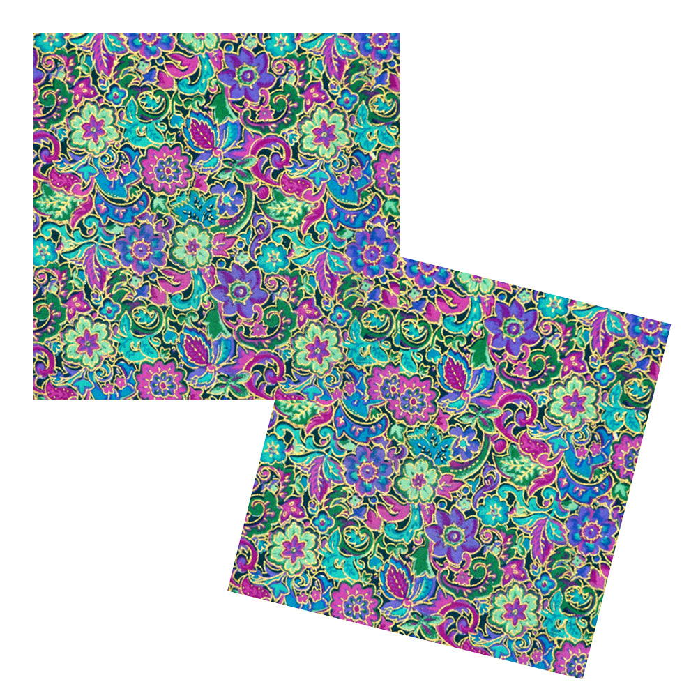 PURPLE & TURQUOISE MOD FLORAL COCKTAIL NAPKIN SET