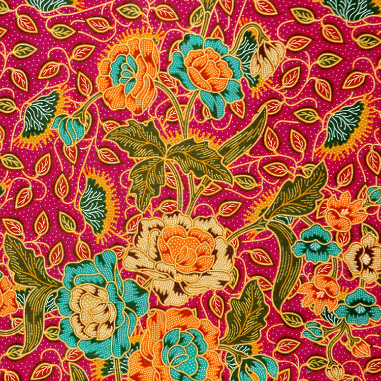 RASPBERRY & MULTICOLOR FLORAL BATIK NAPKIN SET