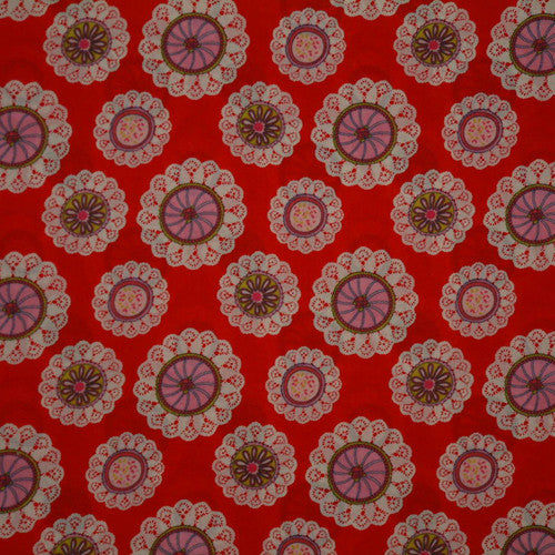 RED FLORAL 'SPRINGHILL PICNIC' LIBERTY LAWN COTTON POCKET SQUARE HANDKERCHIEF