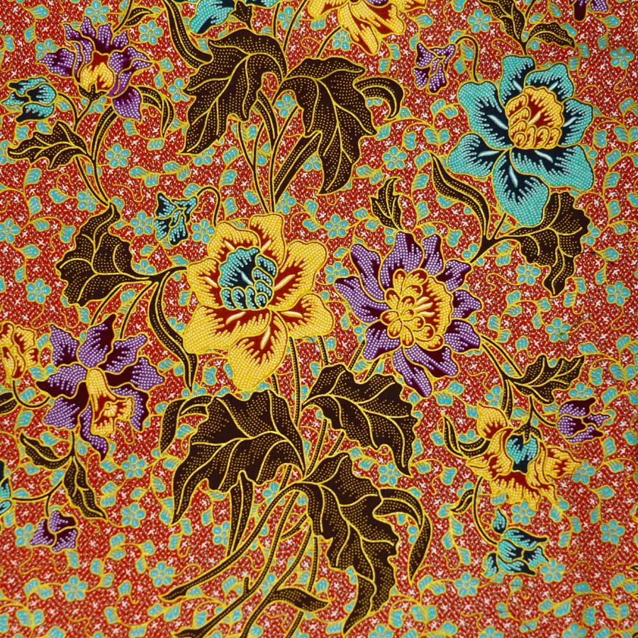 RED & MULTICOLOR FLORAL BATIK NAPKIN SET