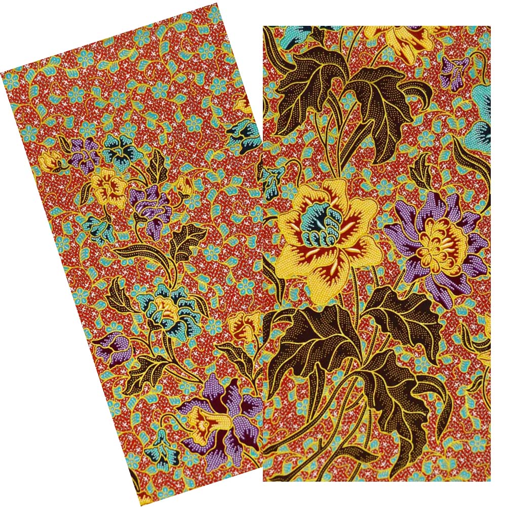 RED & MULTICOLOR FLORAL BATIK NAPKIN SET