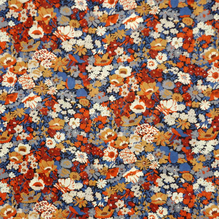 BLUE & RED FLORAL 'THORPE' LIBERTY LAWN COTTON HANDKERCHIEF