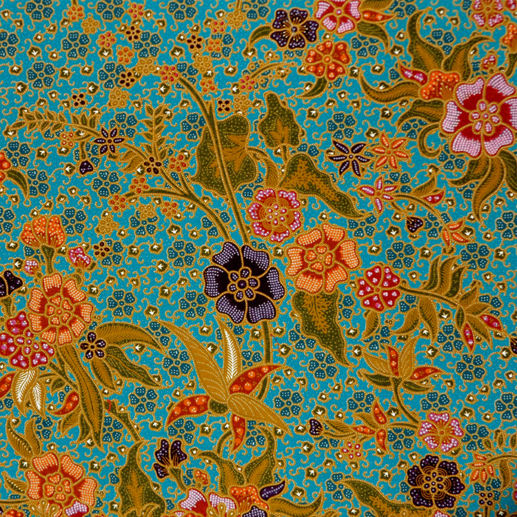 TURQUOISE & MULTICOLOR FLORAL BATIK NAPKIN SET