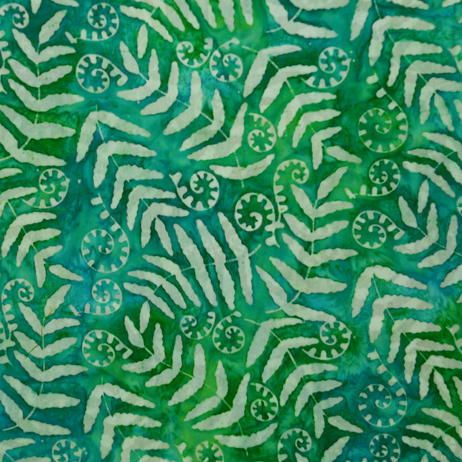 TURQUOISE FERN LEAF BATIK HANDKERCHIEF