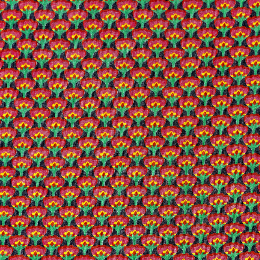 RED ON BLUE FLORAL 'WOODSTOCK' LIBERTY LAWN COTTON HANDKERCHIEF